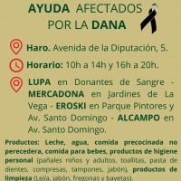 Recogida de alimentos y productos urgentes para los afectados por la DANA